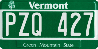 VT license plate PZQ427