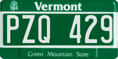 VT license plate PZQ429