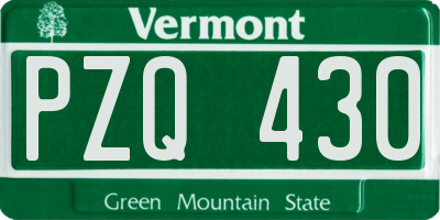 VT license plate PZQ430