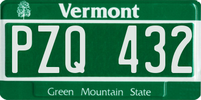 VT license plate PZQ432