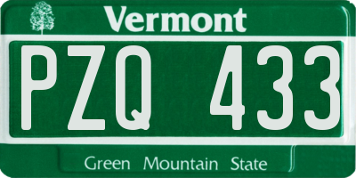 VT license plate PZQ433
