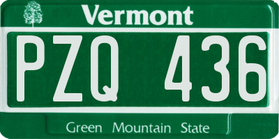 VT license plate PZQ436