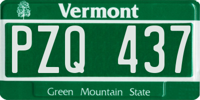 VT license plate PZQ437