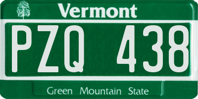 VT license plate PZQ438