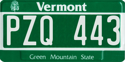 VT license plate PZQ443