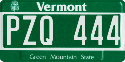 VT license plate PZQ444