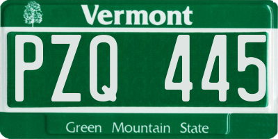 VT license plate PZQ445