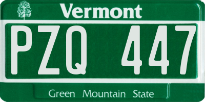 VT license plate PZQ447