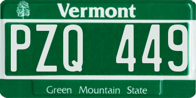 VT license plate PZQ449