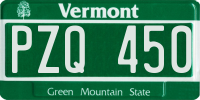 VT license plate PZQ450