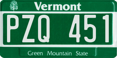 VT license plate PZQ451