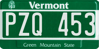 VT license plate PZQ453