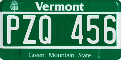 VT license plate PZQ456