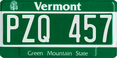VT license plate PZQ457
