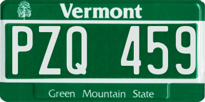 VT license plate PZQ459