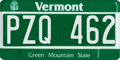 VT license plate PZQ462