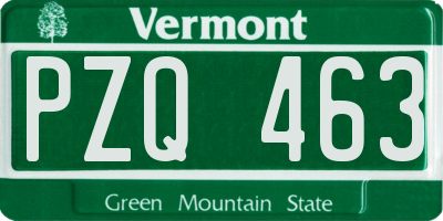 VT license plate PZQ463