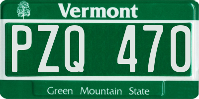 VT license plate PZQ470