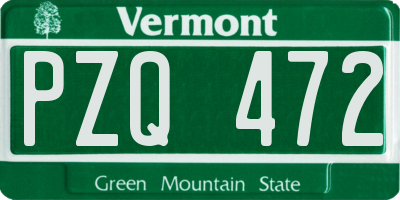 VT license plate PZQ472
