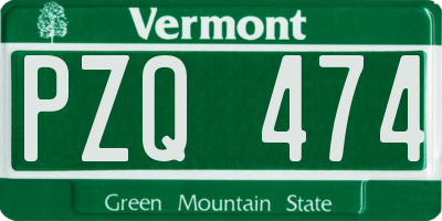 VT license plate PZQ474