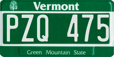 VT license plate PZQ475