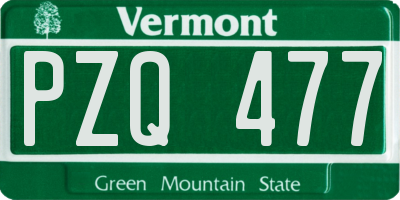 VT license plate PZQ477