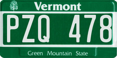 VT license plate PZQ478
