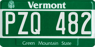VT license plate PZQ482