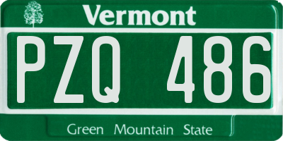 VT license plate PZQ486