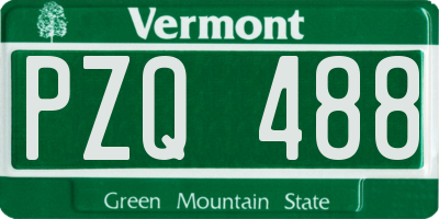 VT license plate PZQ488