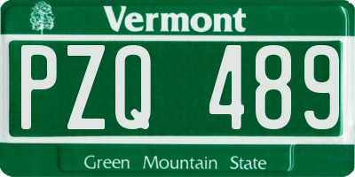 VT license plate PZQ489