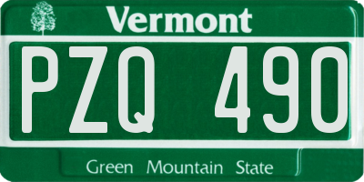 VT license plate PZQ490