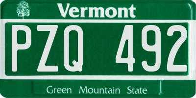 VT license plate PZQ492