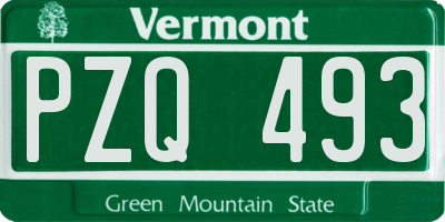 VT license plate PZQ493