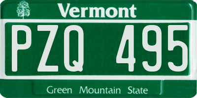 VT license plate PZQ495