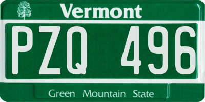 VT license plate PZQ496