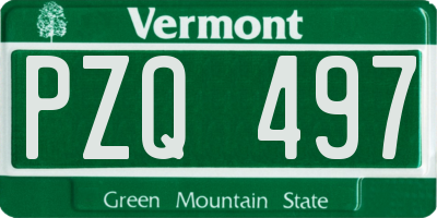 VT license plate PZQ497