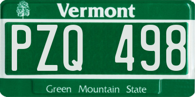 VT license plate PZQ498