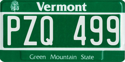 VT license plate PZQ499
