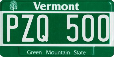 VT license plate PZQ500