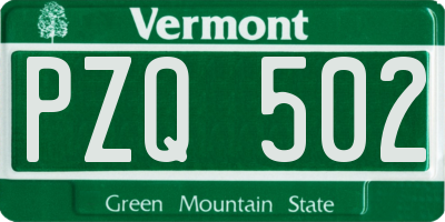 VT license plate PZQ502