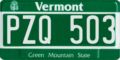 VT license plate PZQ503