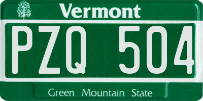 VT license plate PZQ504