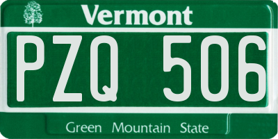 VT license plate PZQ506