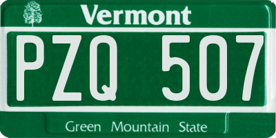VT license plate PZQ507