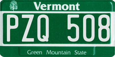 VT license plate PZQ508