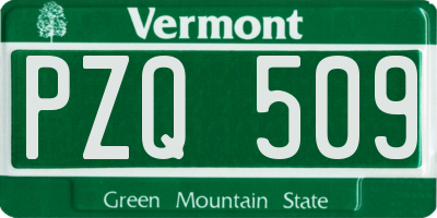 VT license plate PZQ509
