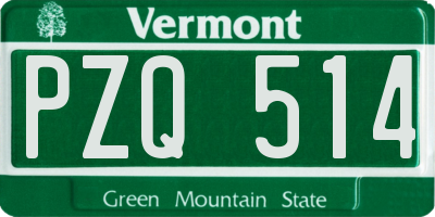 VT license plate PZQ514