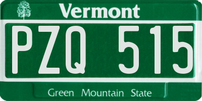 VT license plate PZQ515