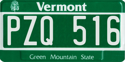 VT license plate PZQ516